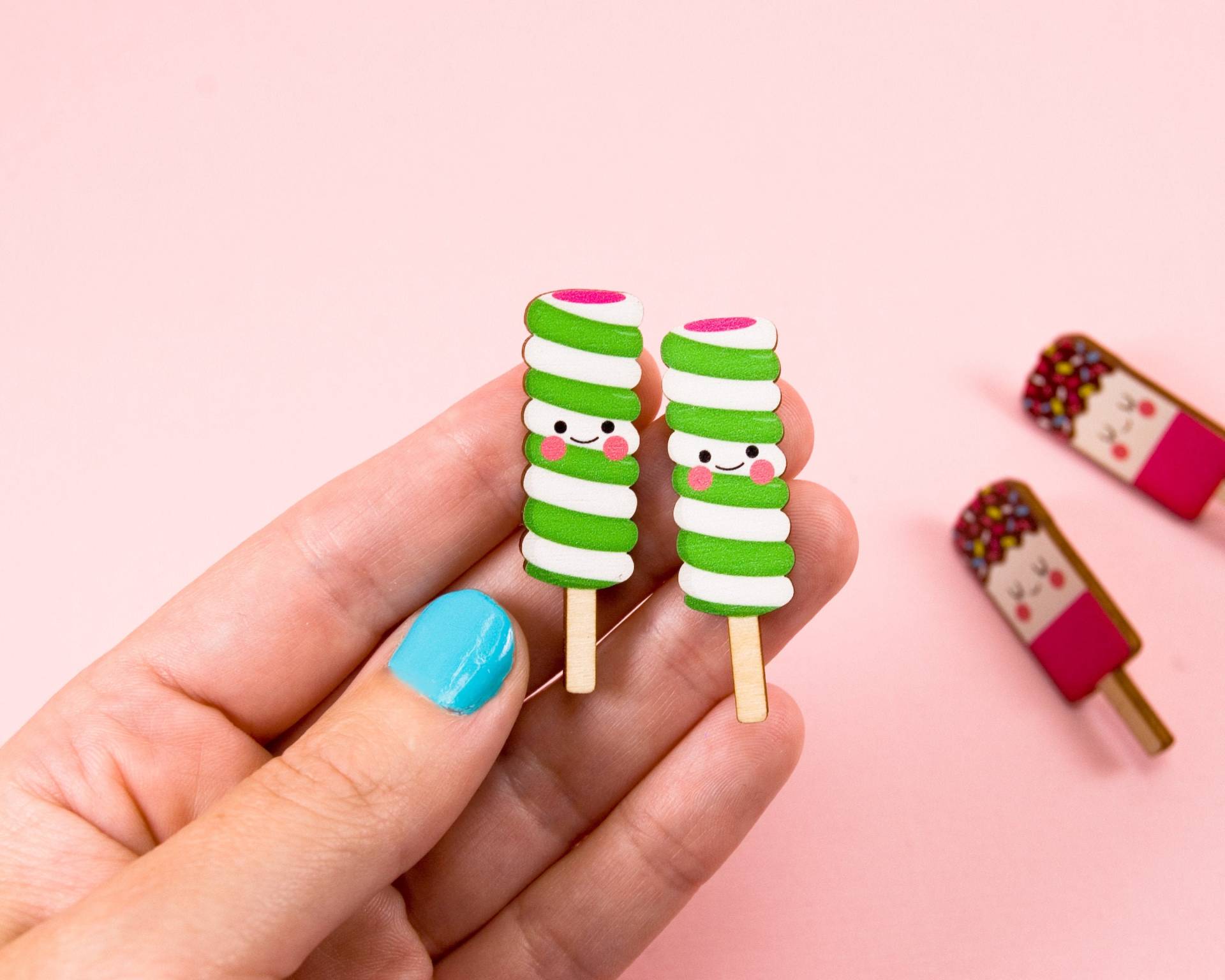 Ice Lolly Ohrringe, Hergestellt Aus Nachhaltig Erzeugten Birkenholz, Laser Cut Schmuck von eyupchuck