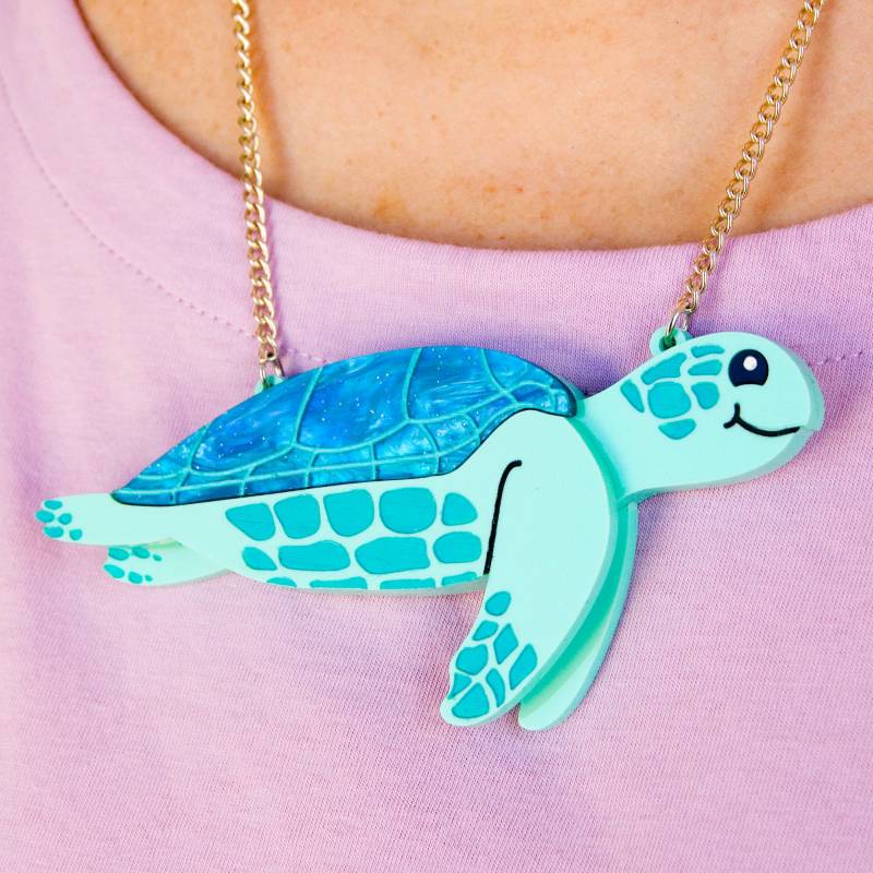 Türkis Meeresschildkröte Halskette Glitter Acryl Ozean Schmuck Türkis Meeresschildkröte Halskette Glitter Acryl Ozean Schmuck von eyupchuck