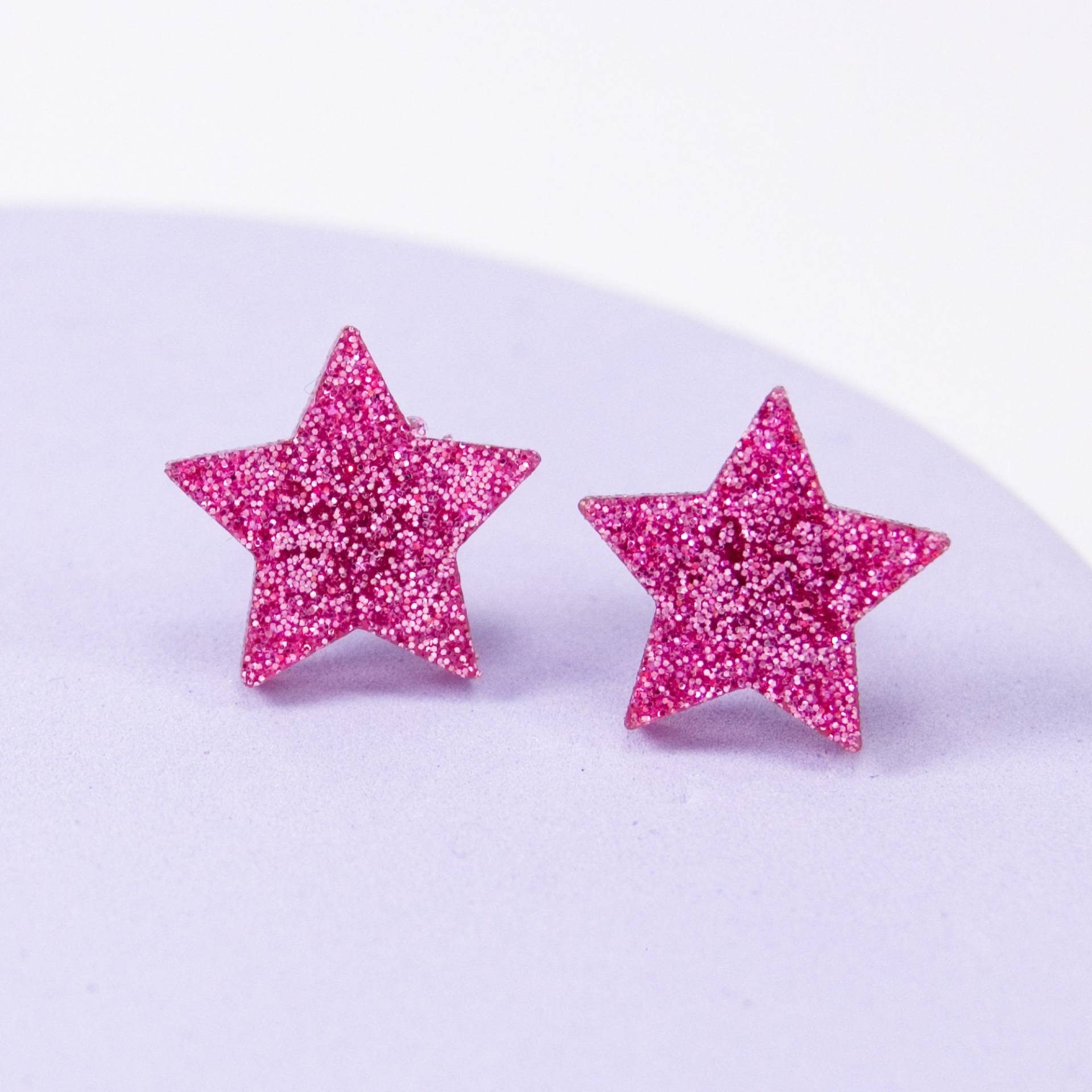 Pink Glitter Stern Ohrstecker, Laser Cut Acryl Ohrringe, Space Galaxy Nebular Schmuck von eyupchuck
