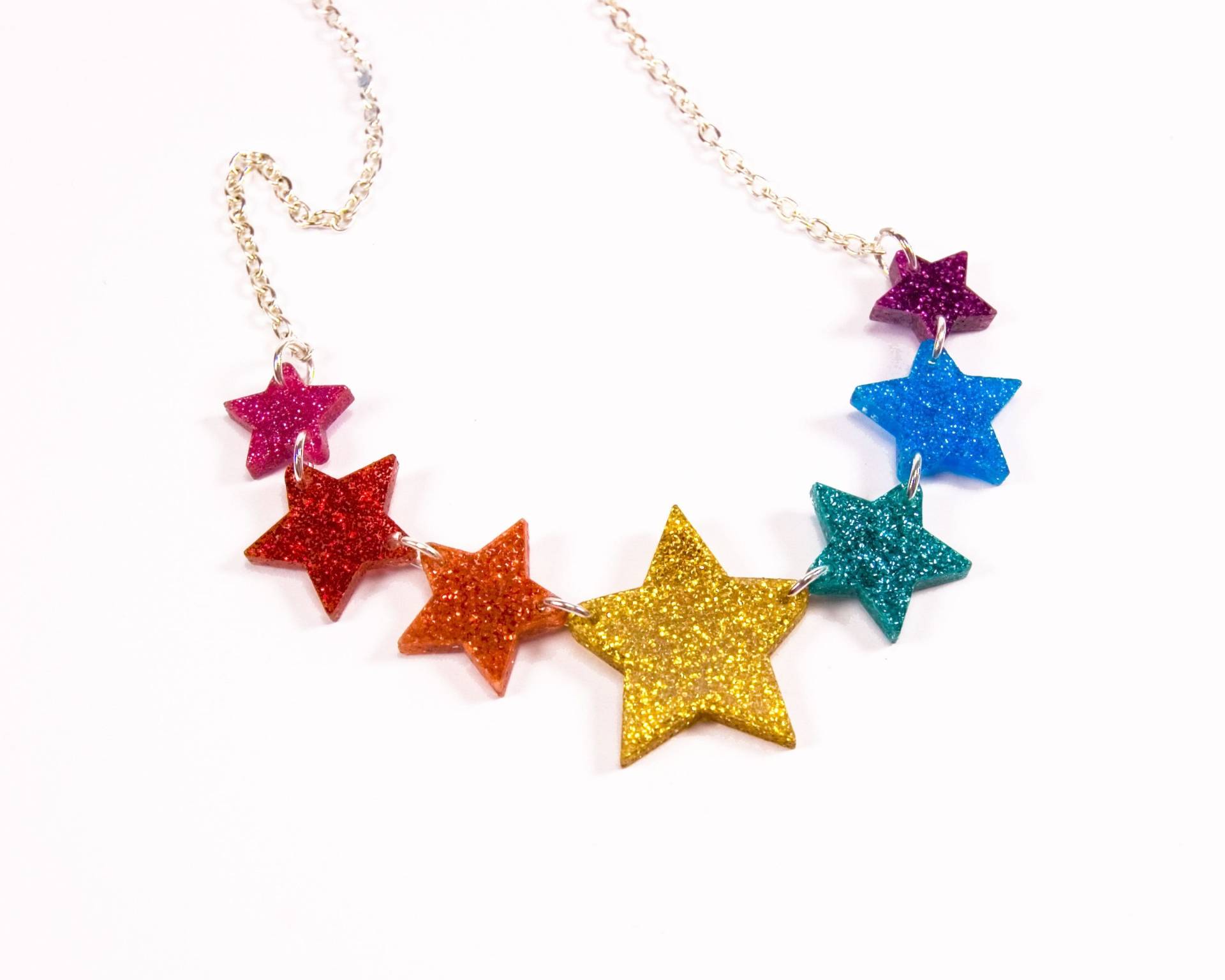 Regenbogen Glitzer Stern Halskette Acryl Schmuck von eyupchuck