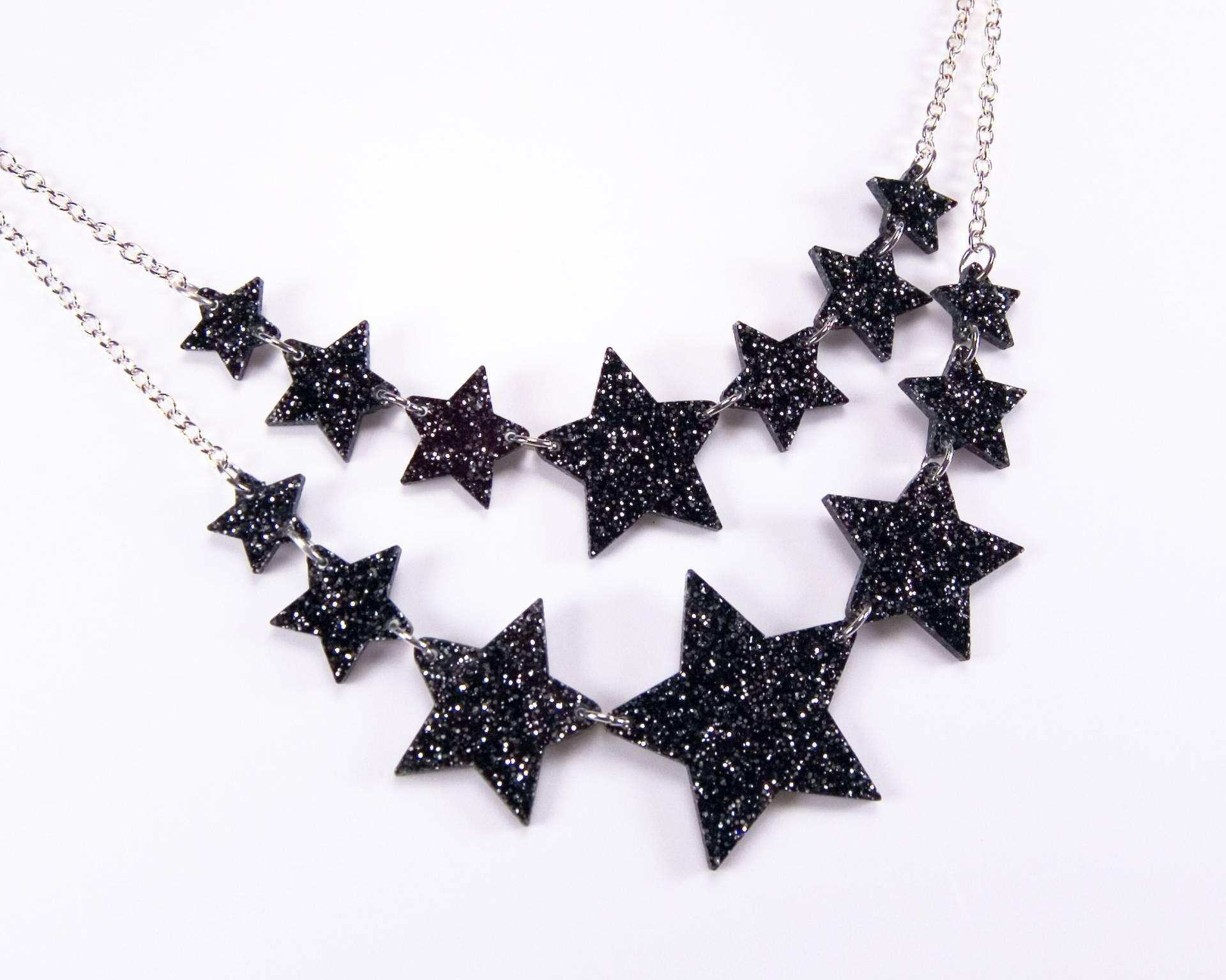 Schwarz Glitzer Stern Halskette Acryl Schmuck von eyupchuck