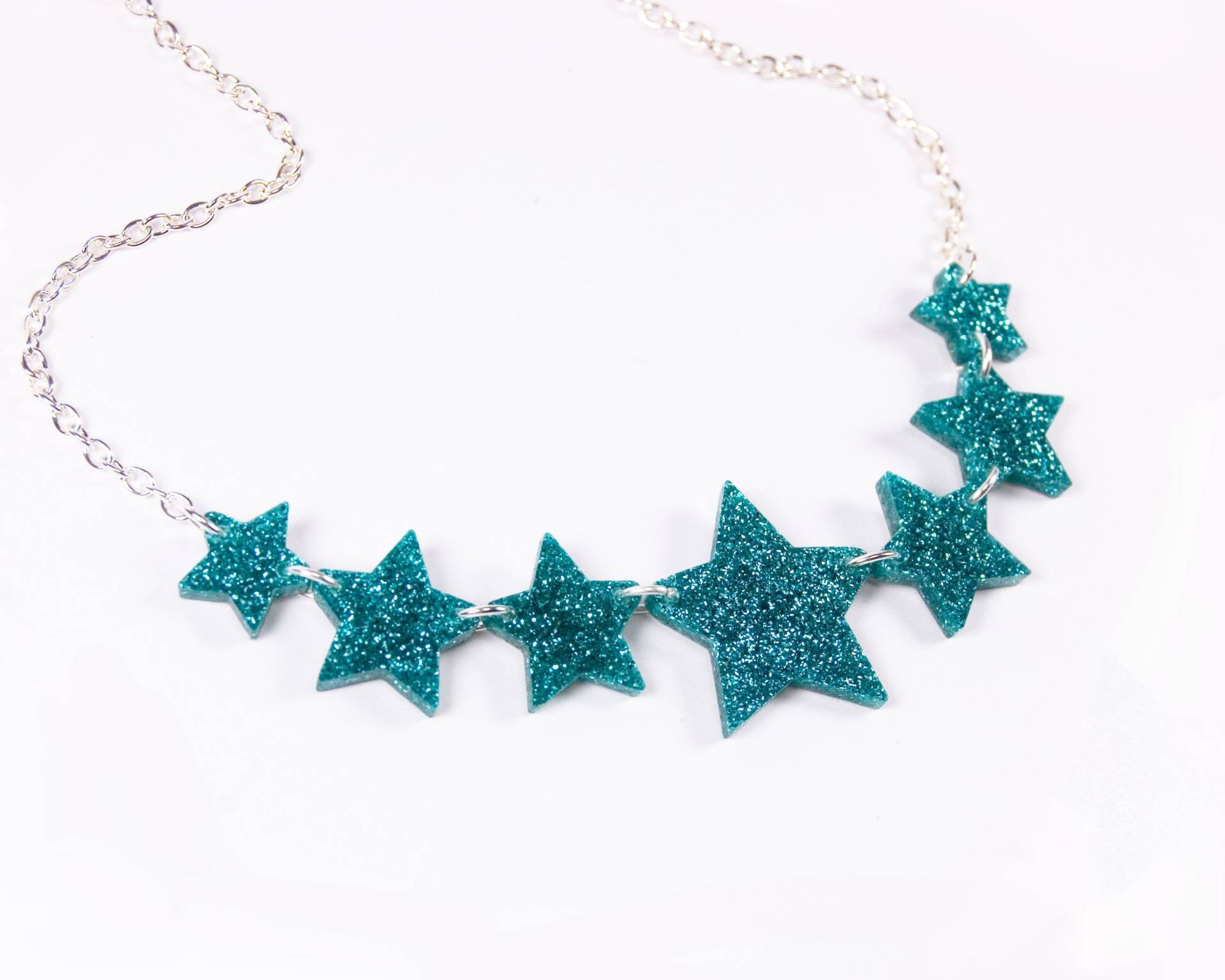 Türkis Glitzer Stern Halskette Laser Geschnittener Acryl Schmuck von eyupchuck