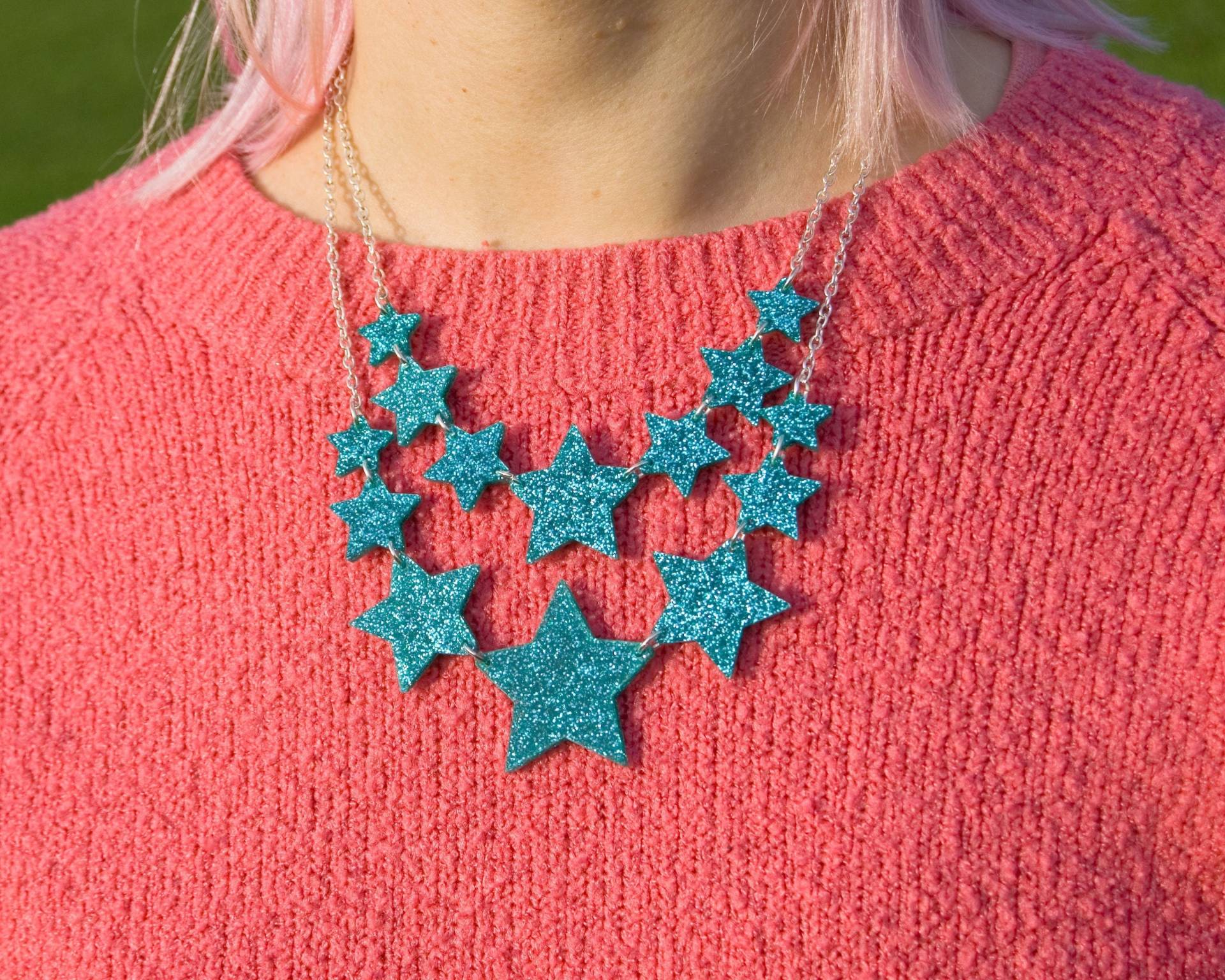 Türkis Stern Halskette, Layered Schmuck, Acryl Party Schmuck von eyupchuck