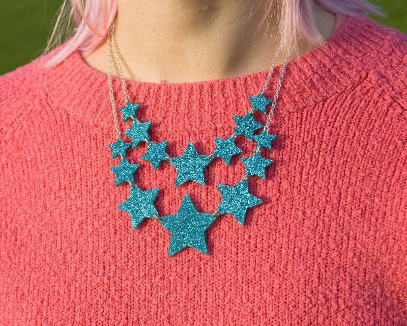Türkis Stern Halskette, Layered Schmuck, Acryl Party Schmuck Türkis Stern Halskette, Layered Schmuck, Acryl Party Schmuck von eyupchuck