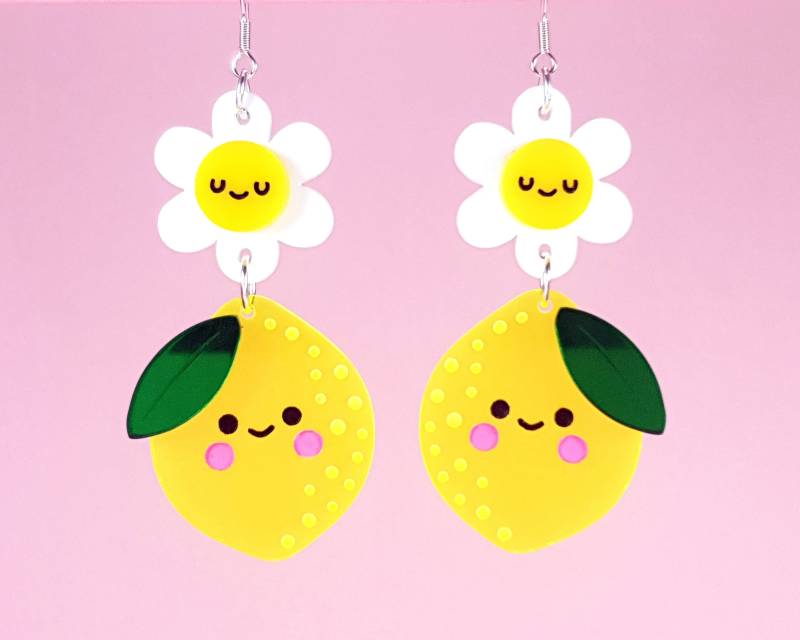 Zitrone Statement Ohrringe, Acryl Sommer Essen Schmuck Zitrone Statement Ohrringe, Acryl Sommer Essen Schmuck von eyupchuck