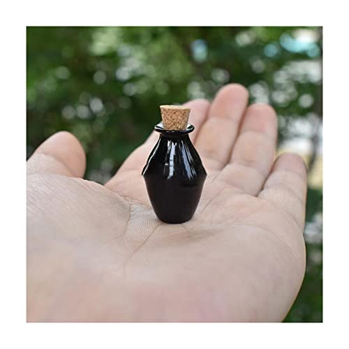 2pcs Mini Glassfarbe Flaschen Mit Kork Stopper Kleine Flaschen Geschenk Winzige Gläser Wünschen Flaschen,black von ezqnirk