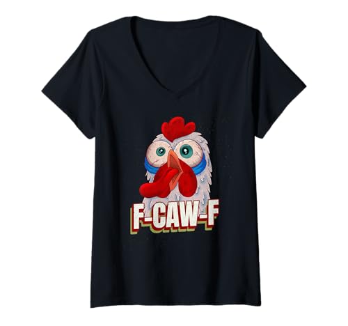 Damen Black Bird, F-Caw-F Funny Chicken Imitating Goth Black Crow T-Shirt mit V-Ausschnitt Damen Black Bird, F-Caw-F Funny Chicken Imitating Goth Black Crow T-Shirt mit V-Ausschnitt von f-caw-f Vintage Style Crow Parody Halloween Idea