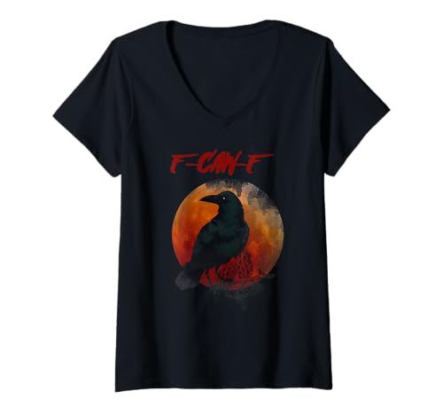 Damen Black Crow, F-Caw-F Black Bird Moon Gothic Raven Enthusiast T-Shirt mit V-Ausschnitt Damen Black Crow, F-Caw-F Black Bird Moon Gothic Raven Enthusiast T-Shirt mit V-Ausschnitt von f-caw-f crow A Ideal Halloween Crow Lover Apparel