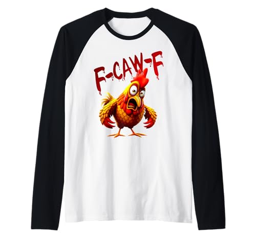 f-caw-f Funny Cow Chicken Raglan von f cow f lover