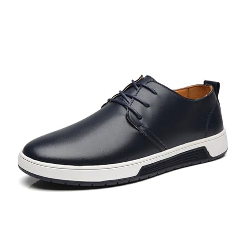 Anzugschuhe Herren Lederschuhe, Schnürschuhe Große Größe, Business Casual Formelle Schuhe Runde Zehen Niedrige Spitzen Büroarbeit Bequeme Atmungsaktive Loafer, Hochzeitsschuhe, 42 EU,Blue von faafe