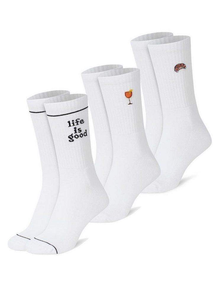 faav Tennissocken Crew Socks - Stickerei - Socken Baumwolle (3er Pack) Atmungsaktiv von faav