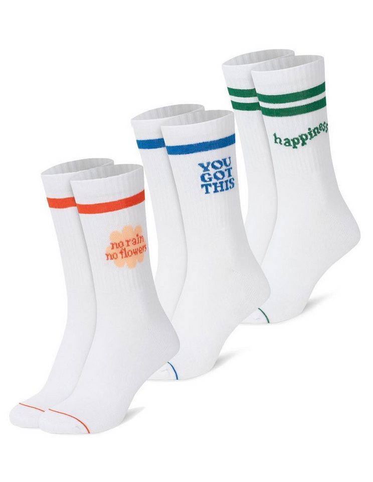 faav Tennissocken Crew Socks - Stickerei - Socken Baumwolle (3er Pack) Atmungsaktiv von faav