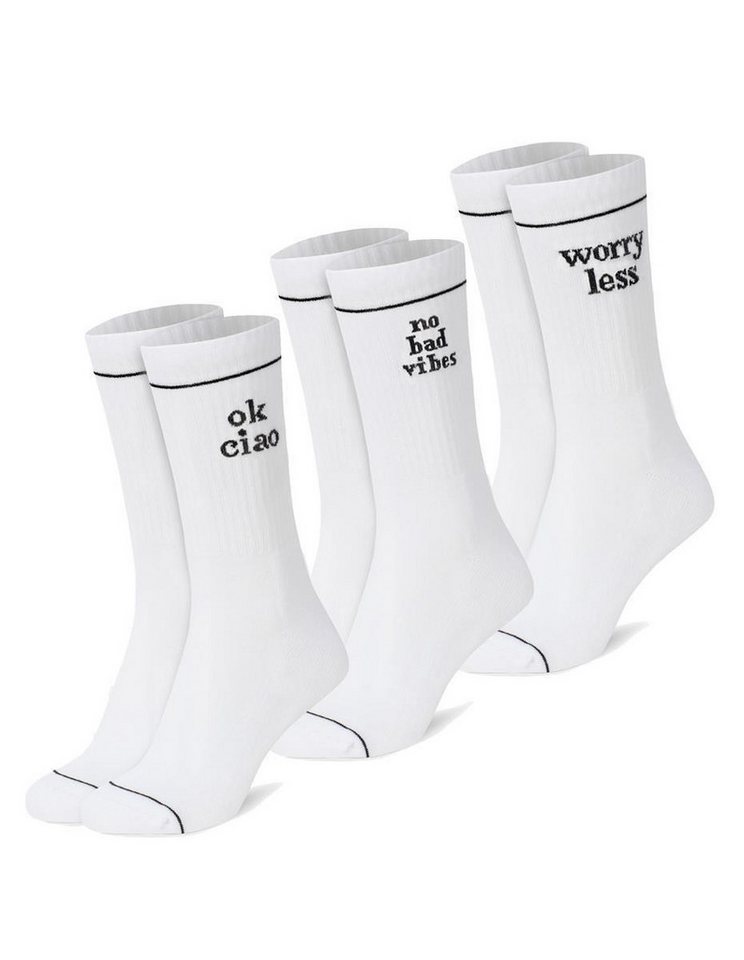 faav Tennissocken Crew Socks - Stickerei - Socken Baumwolle (3er Pack) Atmungsaktiv von faav