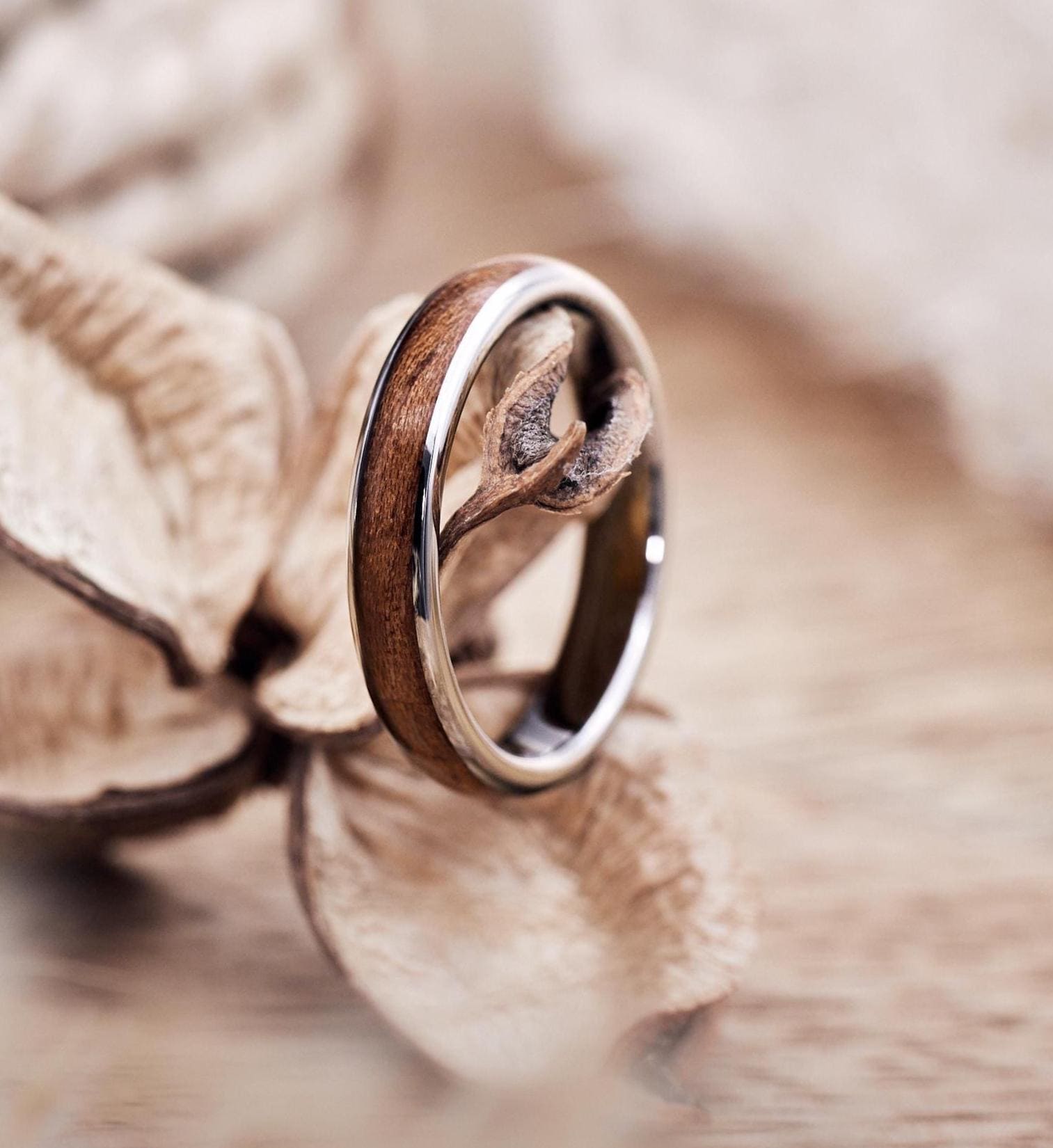 Elano Ring Silber 4 Mm Damen Holzring Echtholz Wasserfest & Handgefertigt Ehering Trauring Verlobungsring Natur Unikat Schmuck von fablano