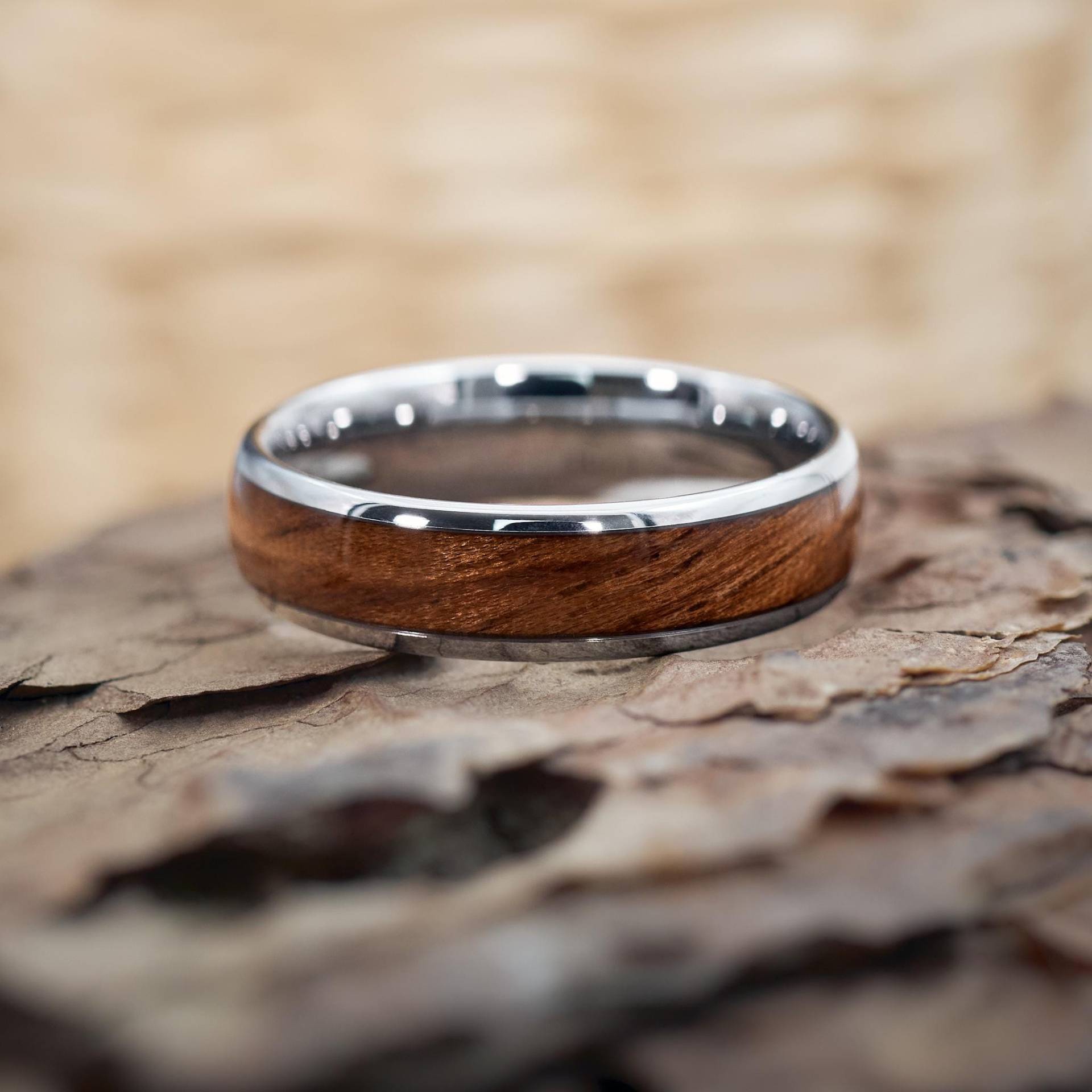 Elano Ring Silber Holzring Unisex 6mm Echtholz Handgefertigt Langlebig Wasserfest Partnerring Verlobungsring Geschenkidee von fablano
