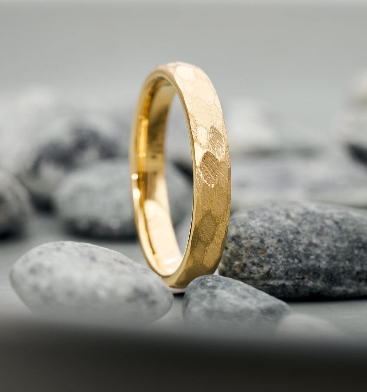 Luna Ring Gold 3, 5 Mm Damen Wolfram Gehämmert Wasserfest Ehering Trauring Verlobungsring Frauen Unikat Schmuck Für von fablano
