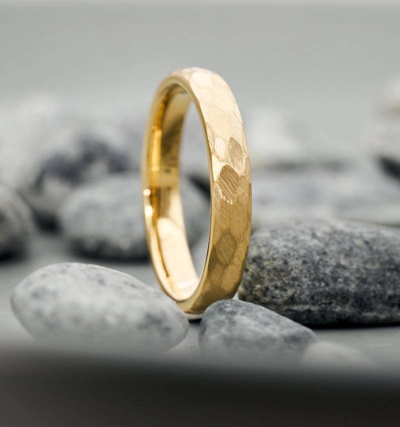 Luna Ring Gold 3, 5 Mm Damen Wolfram Gehämmert Wasserfest Ehering Trauring Verlobungsring Frauen Unikat Schmuck Für von fablano