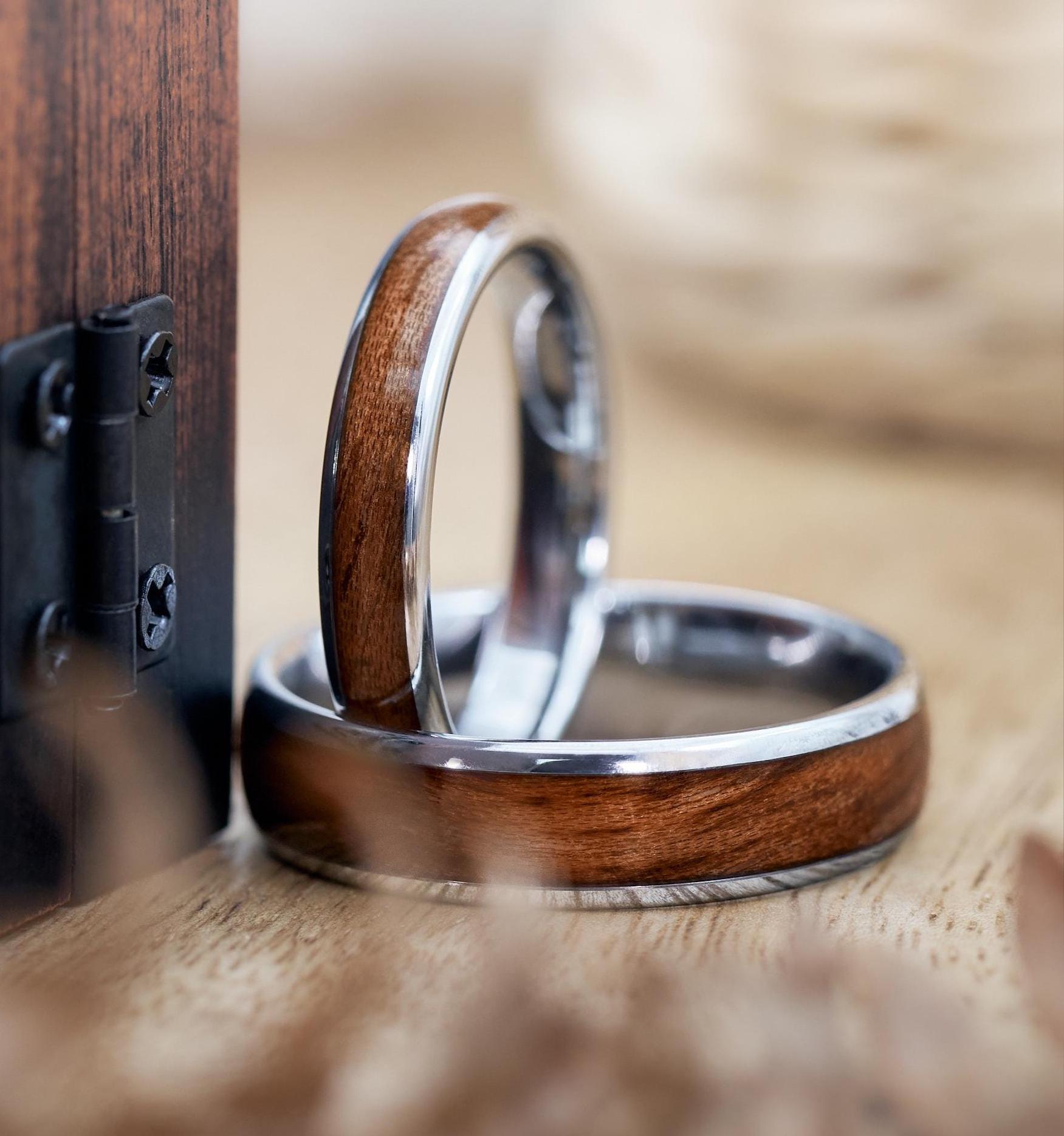 Partnerringe Elano Holz Silber 4 Und 6 Mm Handgefertigt Wasserfest Eheringe Verlobungsringe Statement-Ringe Für Damen & Herren von fablano