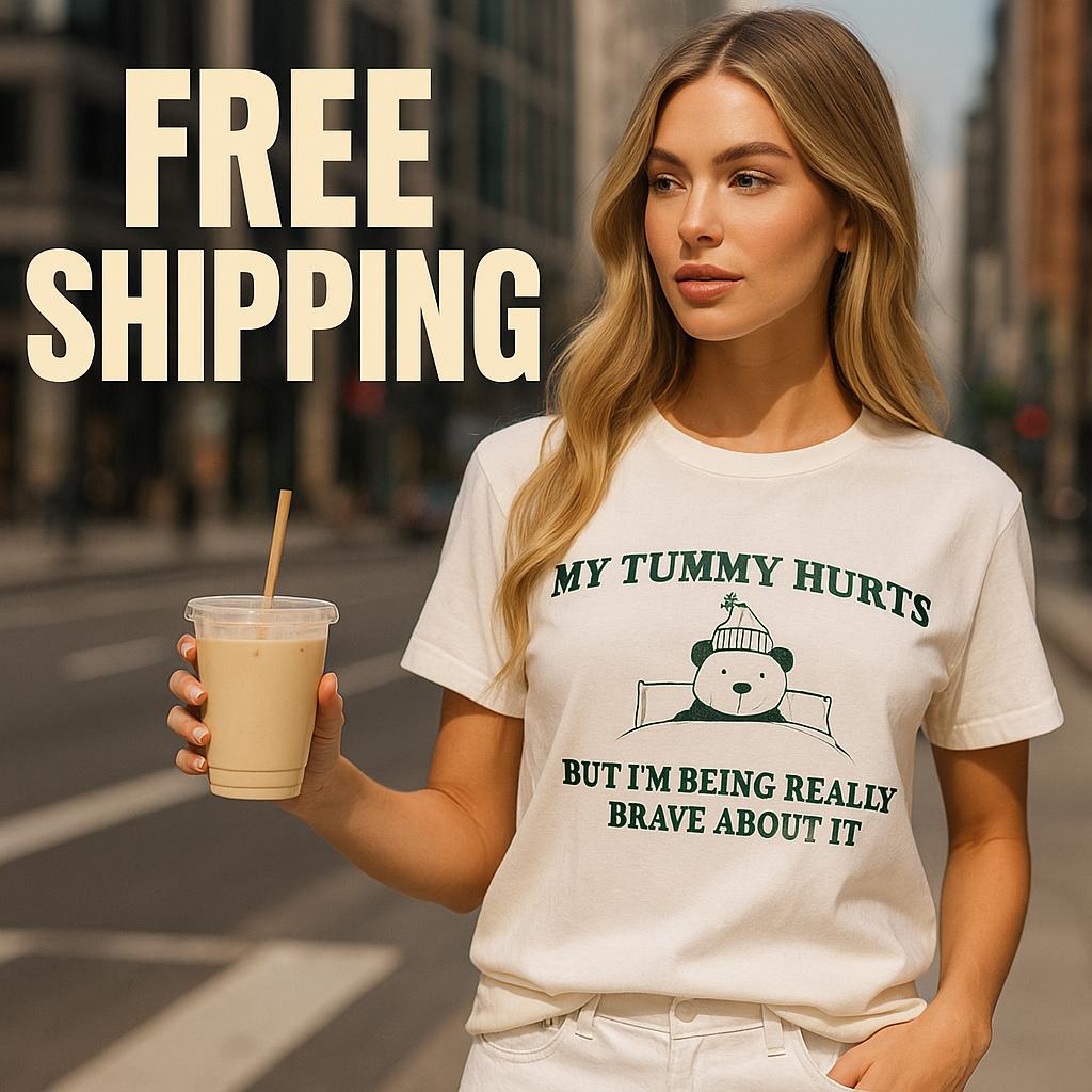 My Tummy Hurts - Süßes T-Shirt Weiß, 100% Baumwolle von fabriclub