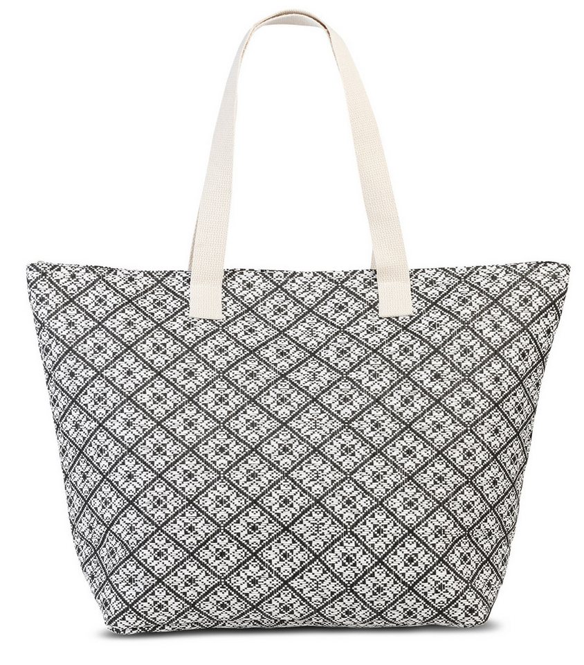 fabrizio® Strandtasche Strandtasche aus Paperbast schwarz/weiß von fabrizio®
