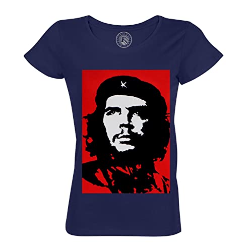 Rundhals-T-Shirt aus Bio-Baumwolle für Damen Che Guevara Kuba Kommunismus Revolutionär Historische Figur von Fabulous