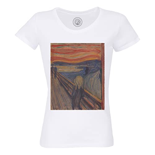 Rundhals-T-Shirt aus Bio-Baumwolle für Damen Der Schrei 1893 Edvard Munch Malerei Expressionismus von Fabulous