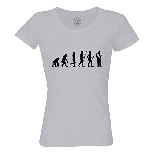 Rundhals-T-Shirt aus Bio-Baumwolle für Damen Evolution Akkordeon Musette Instrument Musiker Frankreich von Fabulous