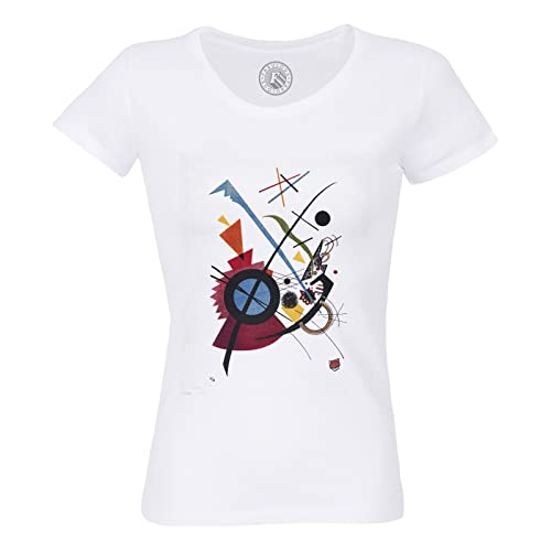 Rundhals-T-Shirt aus Bio-Baumwolle für Damen Gemälde Wassily Kandinsky Kunstwerk Zeitgenössisch von Fabulous