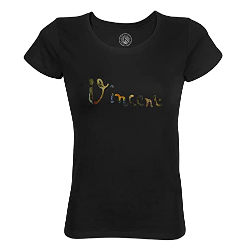 Rundhals-T-Shirt aus Bio-Baumwolle für Damen Van Gogh Signature Impressionist Famous Painter Artist Portaits von Fabulous