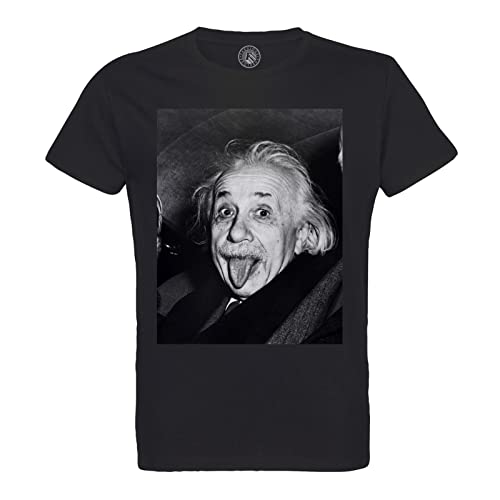 Rundhals-T-Shirt aus Bio-Baumwolle für Herren Albert Einsteins Zunge ziehender Wissenschaftsstar von Fabulous