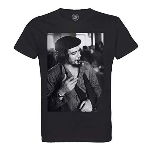 Rundhals-T-Shirt aus Bio-Baumwolle für Herren Che Guevara Kuba Kommunismus 1959 Zigarre Historische Figur von Fabulous