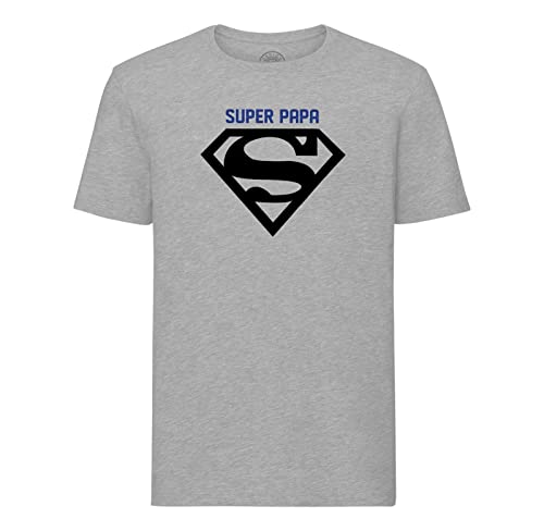 Rundhals-T-Shirt aus Bio-Baumwolle für Herren Super Dad Superhelden-Logo Vatertag von Fabulous