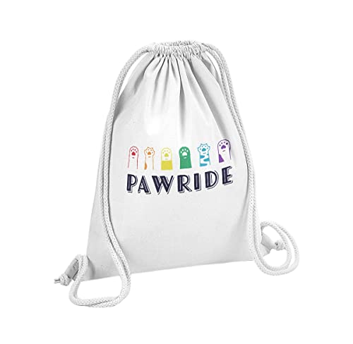 Fabulous Turnbeutel mit Kordelzug Weiß Pawride LGBTQ+ Schwul Lesbisch Katze Hund 12 Liter von Fabulous