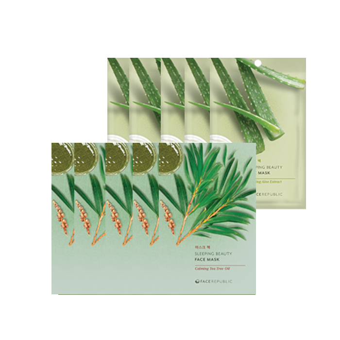 face republic - Sleeping Beauty Face Mask - 23ml - Soothing Aloe Extract (5ea) + Sleeping Beauty Face Mask - 23ml - CalmingTea von face republic