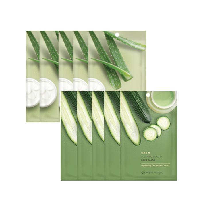 face republic - Sleeping Beauty Face Mask - 23ml - Soothing Aloe Extract (5ea) + Sleeping Beauty Face Mask - 23ml - Hydrating... von face republic