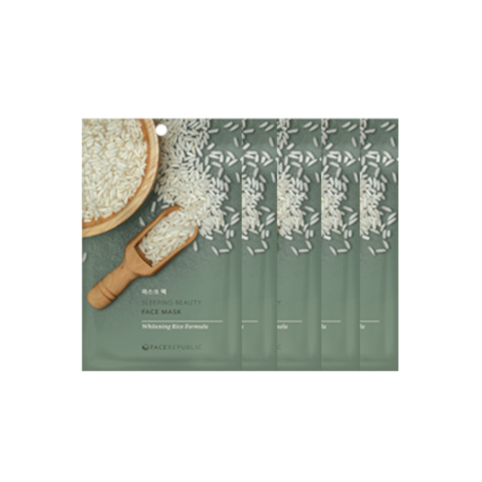 face republic - Sleeping Beauty Face Mask - 23ml - Whitening Rice Formula (5ea) Set von face republic