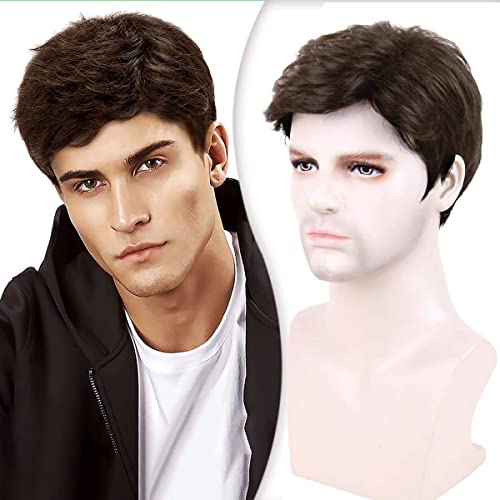 Faddishair Herrenperücke, kurze männliche schwarze Perücke, hübsche Herren-Tageskostüm-Synthetik-Vollperücken, Herren-Kostüm, Cosplay, Halloween-Perücke von faddishair