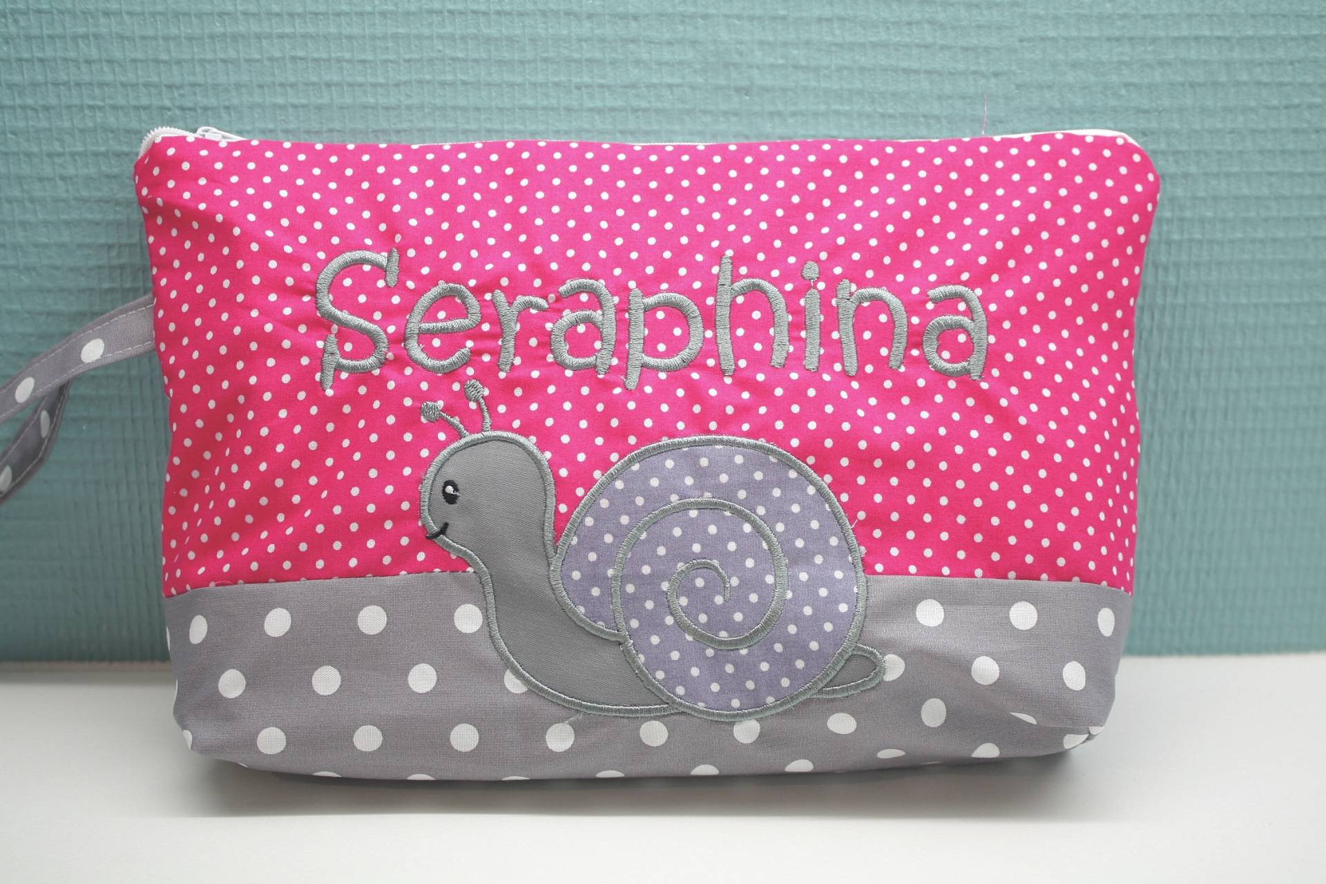 Windeltasche Pink-Grau, Mit Wunschnamen Windeltasche Pink-Grau, Mit Wunschnamen von fadentaenzerin