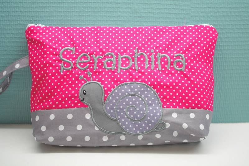 Windeltasche Pink-Grau, Mit Wunschnamen Windeltasche Pink-Grau, Mit Wunschnamen von fadentaenzerin