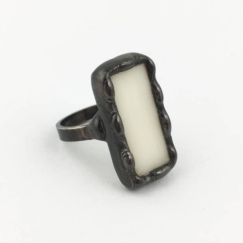 Boston Cream - Größe 8 Sterling Silber Buntglas Ring von faerieglass