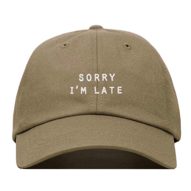 Sorry I'm Late Baseball Mütze, Bestickte Papa Mütze Lustiger Humor Sarkastisch Unstrukturiertes Six Panel Verstellbarer Träger von fairebroderie