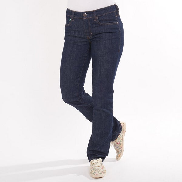 fairjeans tiefblaue Jeans STRAIGHT NAVY, gerades Bein, mittelhoher Bund, Biobaumwolle von fairjeans