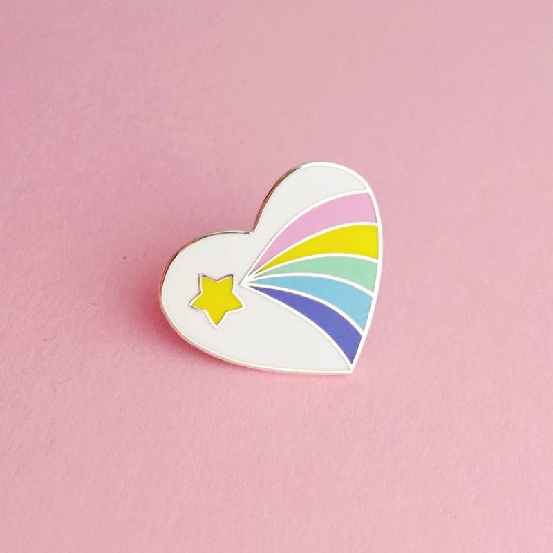 Pastell Regenbogen Herz Emaille Pin Abzeichen - Vintage Eraser Style Anstecknadel Sternschnuppe von fairycakes