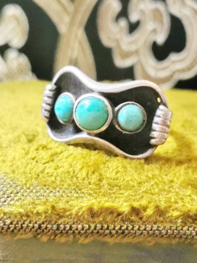 50Er Jahre 835 Silber Türkis Ring Edelstein Silver Ring 50Ts Antik Schmuck True Vintage von fairytailjewelry