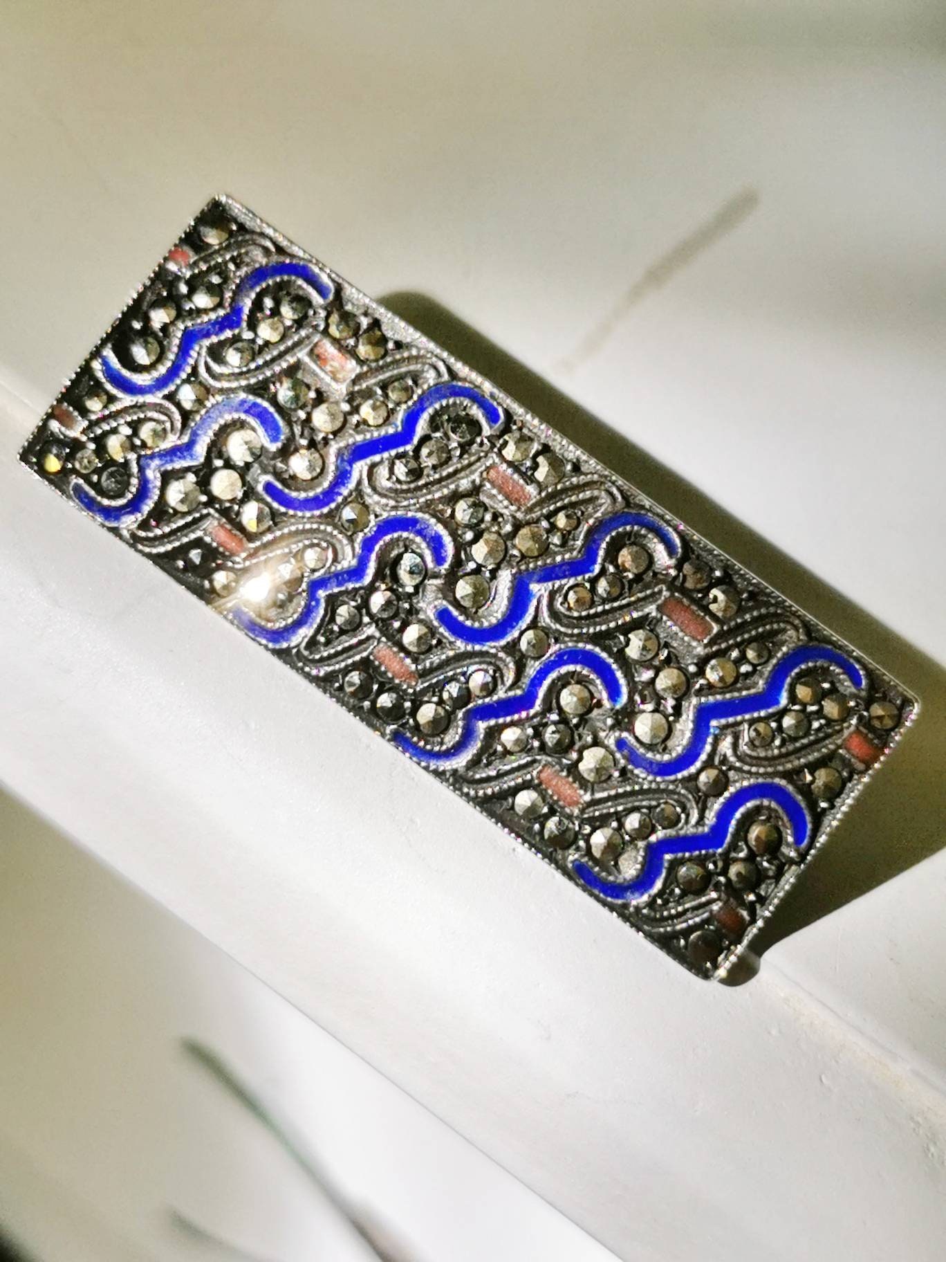 835 Silber Emaille & Markasiten Brosche Art Deco 30Er Jahre Wie Fahrner Tf Silver Brooch 835 Silber Emaille & Markasiten Brosche Art Deco 30Er Jahre Wie Fahrner Tf Silver Brooch von fairytailjewelry