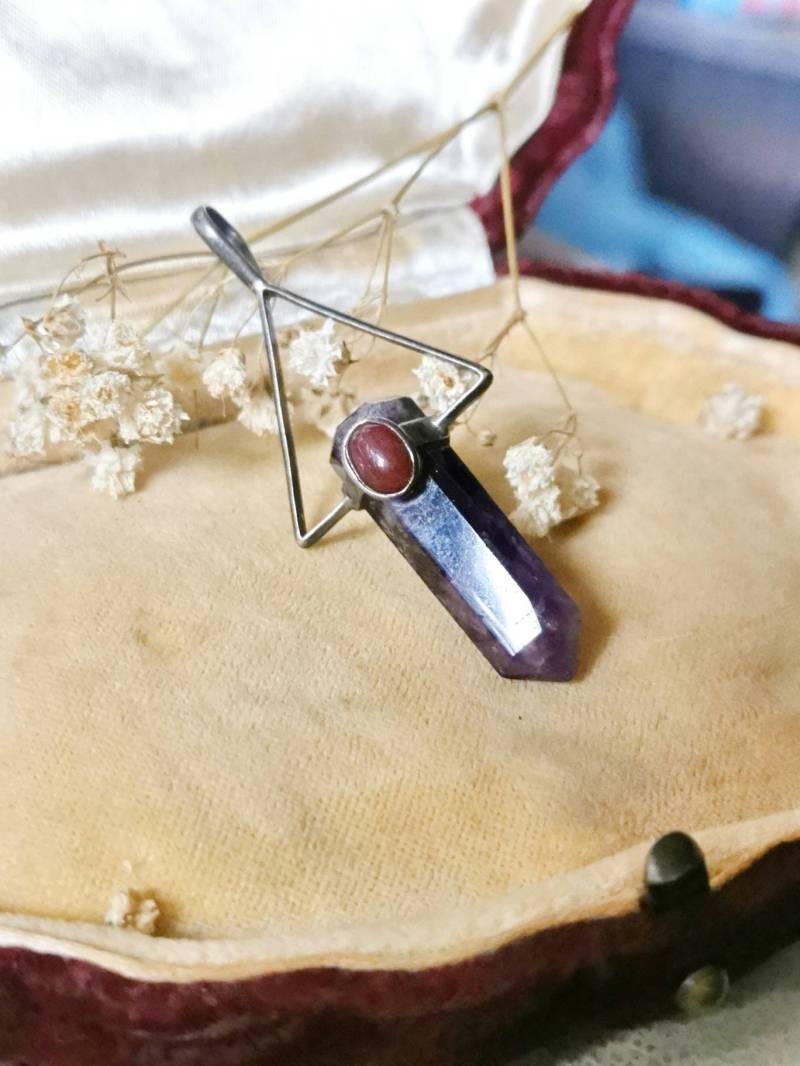 925 Silber Amethyst & Rubin Ketten Anhänger Esoterisch Edelstein Kristall Spitze Sterling Silver Pendent 925 Silber Amethyst & Rubin Ketten Anhänger Esoterisch Edelstein Kristall Spitze Sterling Silver Pendent von fairytailjewelry