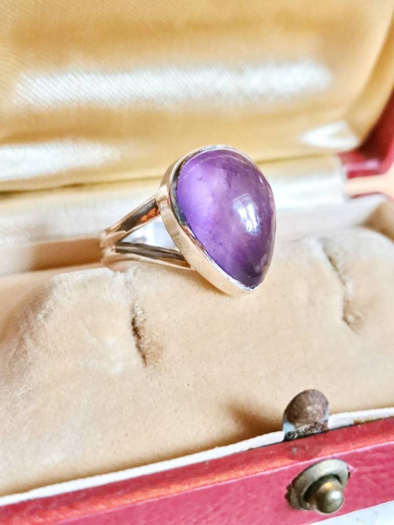 Amethyst 925 Silber Ring Boho Ethno Design Edelstein Tropfen Vintage Sterling Silver Gemstone Ring Violett Lila Esoterisch Witch Larp Amethyst 925 Silber Ring Boho Ethno Design Edelstein Tropfen Vintage Sterling Silver Gemstone Ring Violett Lila Esoterisch Witch Larp von fairytailjewelry