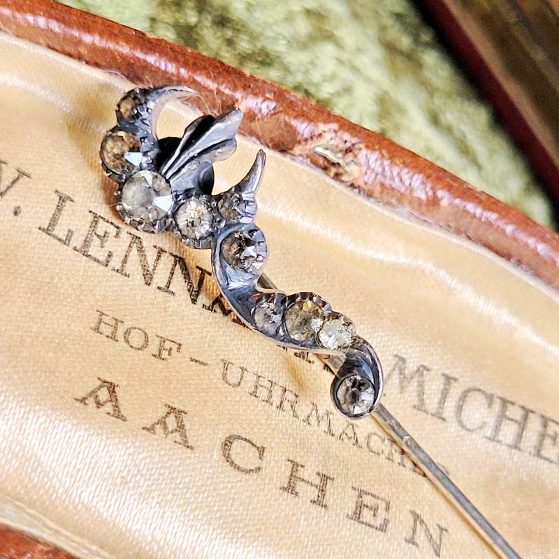 Antike Nadel Um 1850 Paste Steine & Silber Design Floral Hut Revere Brosche von fairytailjewelry