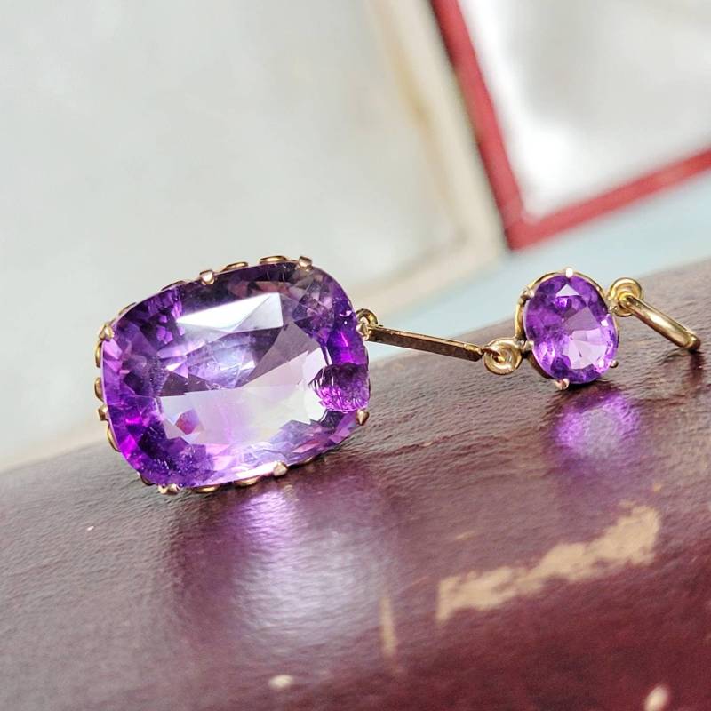 Art Nouveau Amethyst Ketten Anhänger 585 Gold England Um 1920 1900 Design Brocante Antik Viktorian 14K Unikat Edelstein Lila Krone Rar von fairytailjewelry