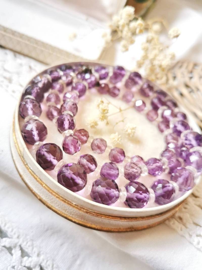 Art Nouveau Amethyst & Bergkristall Collier Kette 1920 True Vintage Gemstone Necklace Cottage Jugendstil Violett Verlauf Antik von fairytailjewelry